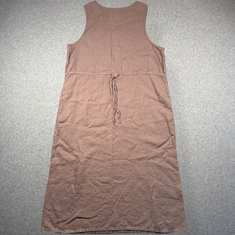 Eddie Bauer Maxi Dress Womens XL Brown 100% Linen Sleeveless Scoop Neck Casual